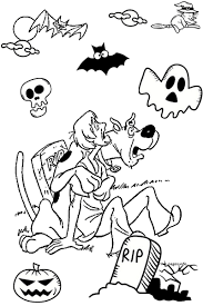 Scooby and Shaggy in the cemetery coloring page